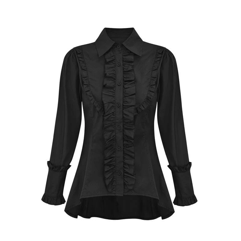 Gothic Slim Fitted Falbala Splice Shirt för kvinnor