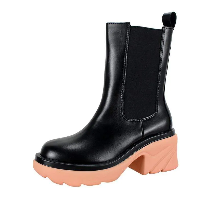 Gothic Punk Wedge Chelsea-stövlar för damer