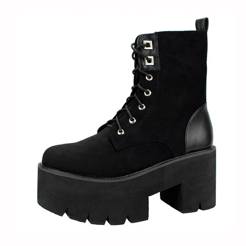 Gothic Punk Mocka Splice Platform Boots för kvinnor