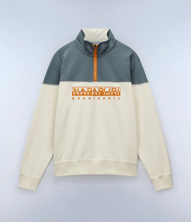 Napapijri Herr Saturnia Halvdragkedja Sweatshirt - Vit Whisper