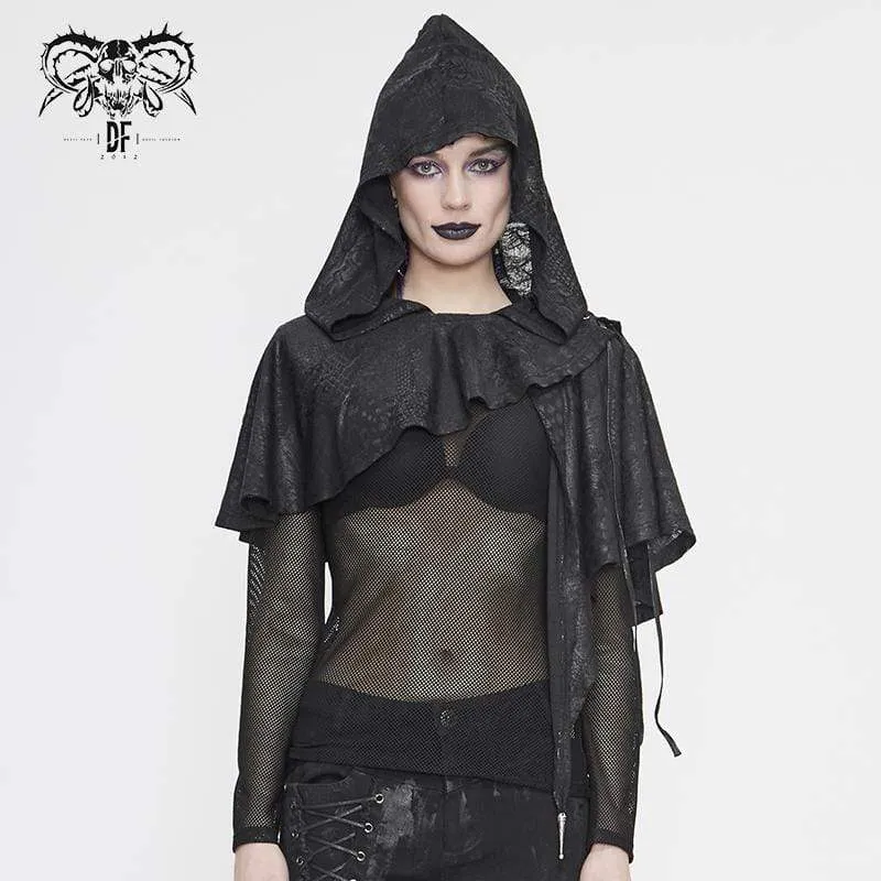 Gothic Punk, asymmetrisk, kort huva för kvinnor