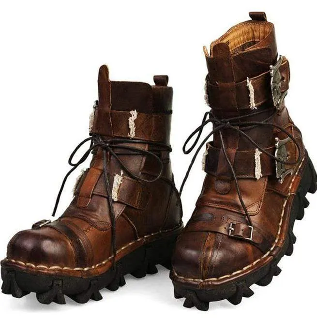 Punk Skull Straps för män nötskinnsstövlar