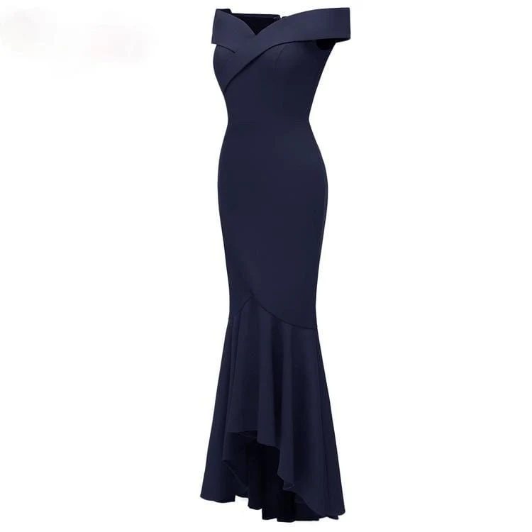 Kvinnors Off Shoulder Maxi Wrapped Klänningar Aftonklänningar