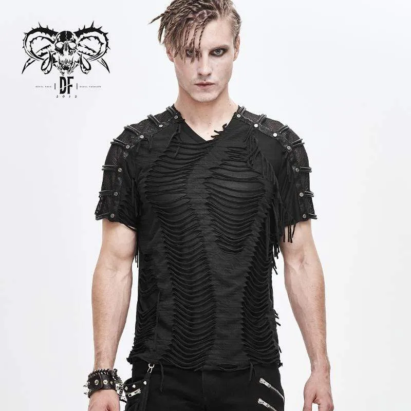 Punk Ripped Mesh T-shirts för män