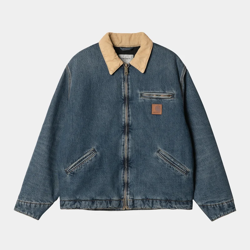 Carhartt WIP Herr OG Detroit Jacka - Blå / Dammig Hamilton Brun Sliten Begagnad Tvätt