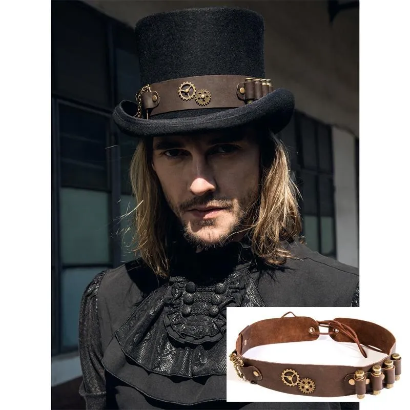 Steampunk Bullet Leather mössa för män