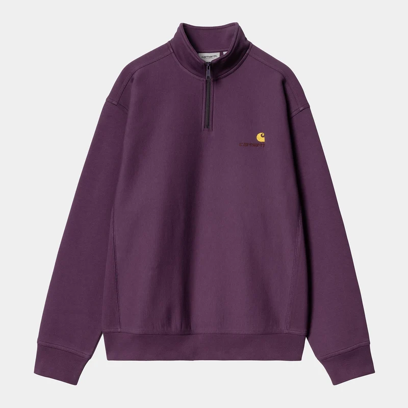 Carhartt WIP Herr Halv dragkedja American Script Träningströja - Huckleberry