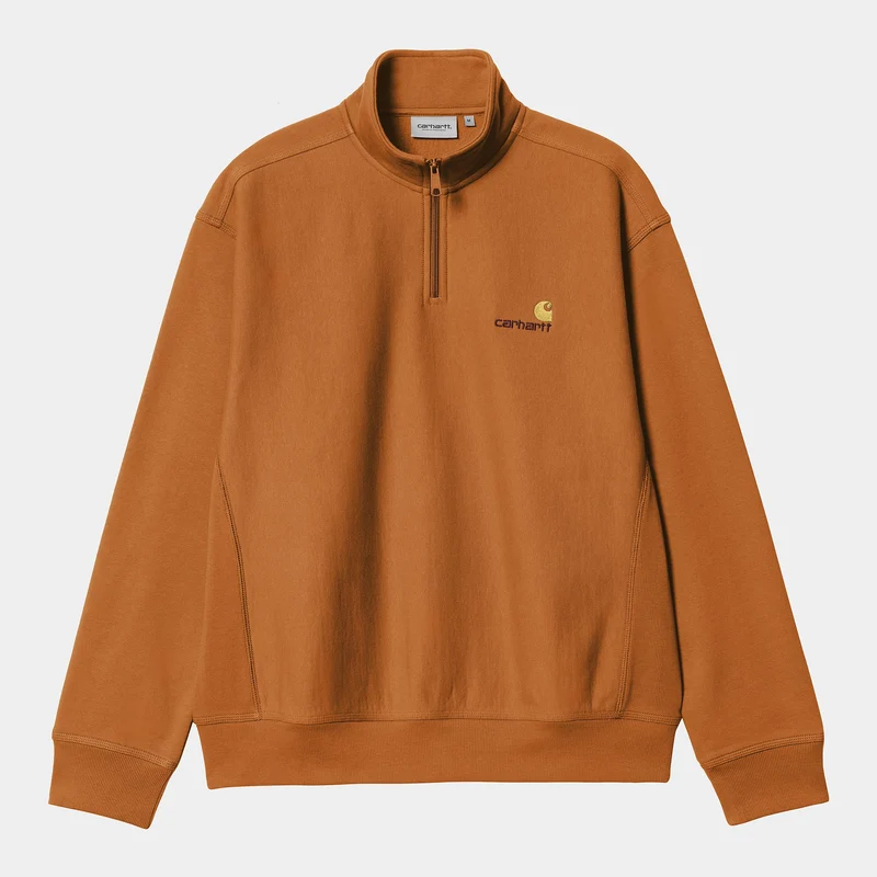 Carhartt WIP Herr Halv dragkedja American Script Träningstopp - Sienna