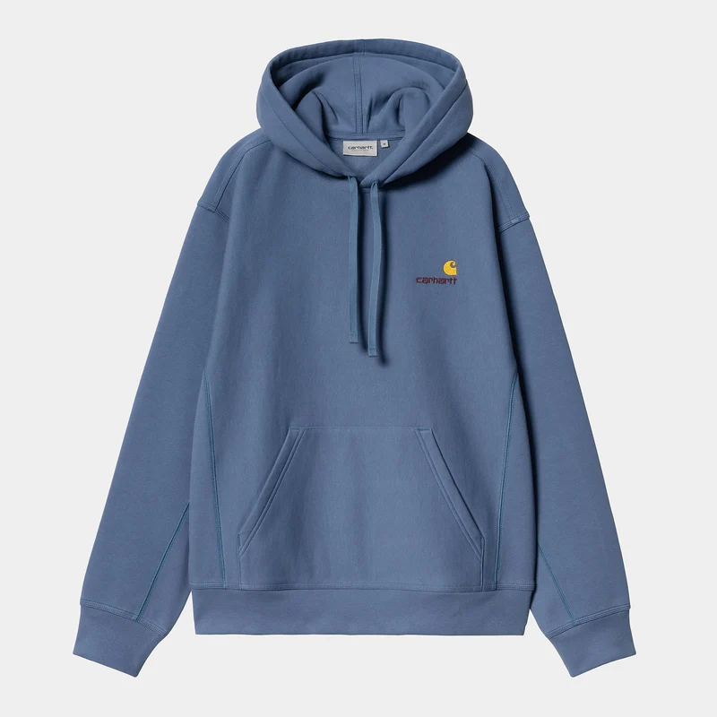 Carhartt WIP Herr American Script Hoodie - Blå Iris