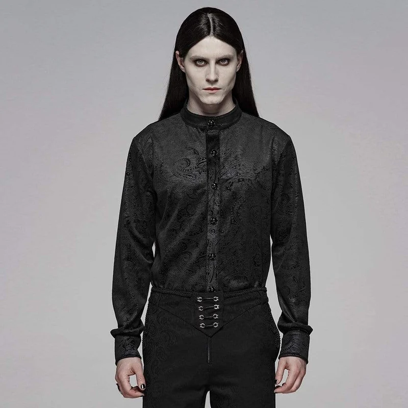 Blommig skjorta med Goth-krage för män