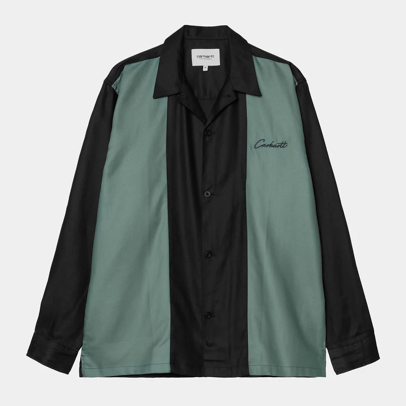 Carhartt WIP Herr Delaney Stripe Shirt - Svart / Silver Pine