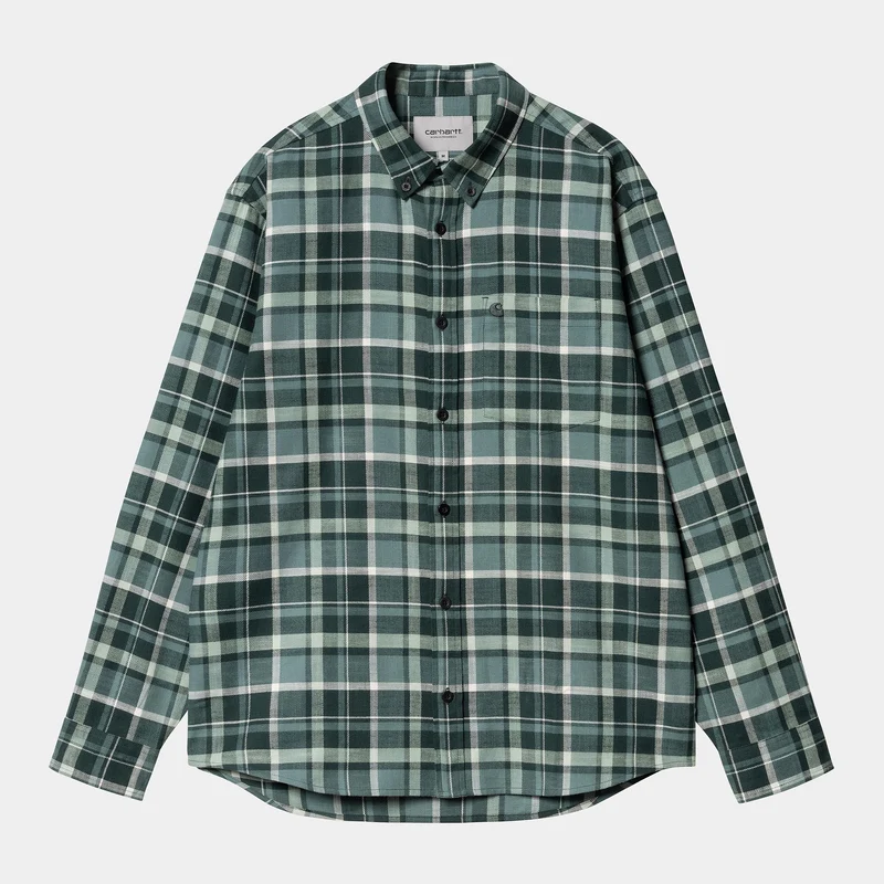Carhartt WIP Herr Fendrick rutig skjorta - Deep Lagoon