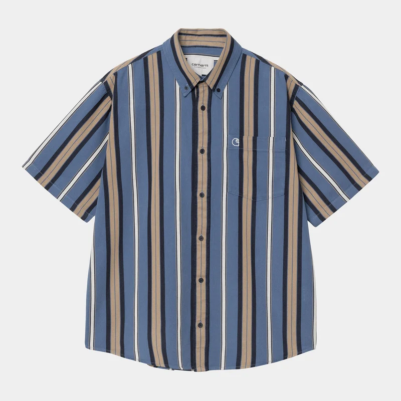 Carhartt WIP Jarrell randig skjorta för män - Blå Iris