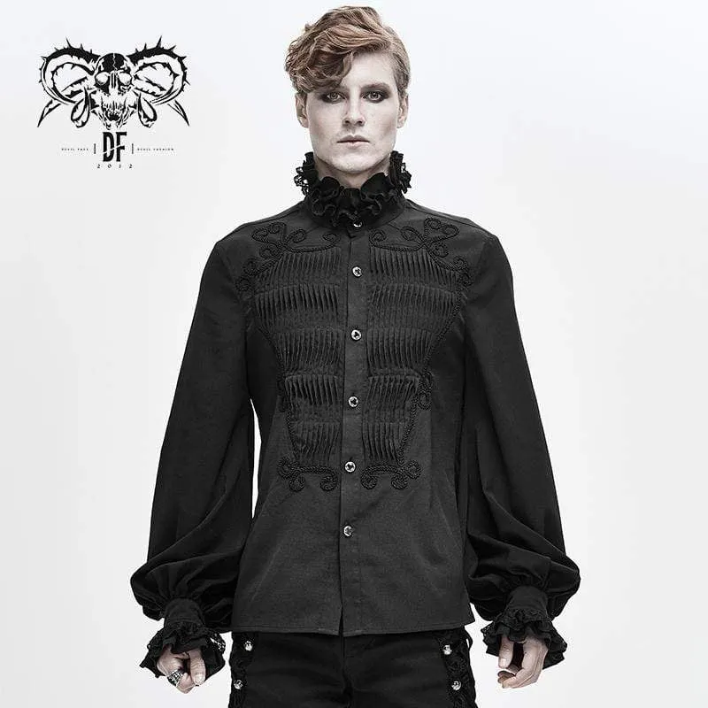 Gothic Falbala-krage, volanger puffärmar skjortor för män