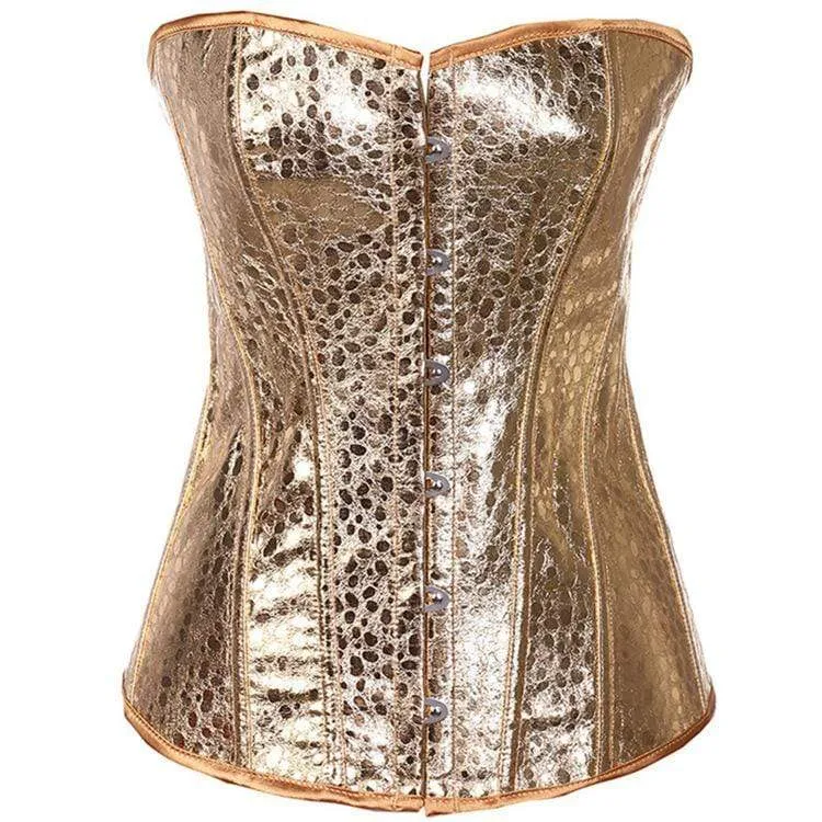 Kvinnors Gothic Pure Color Overbust Korsetter Golden