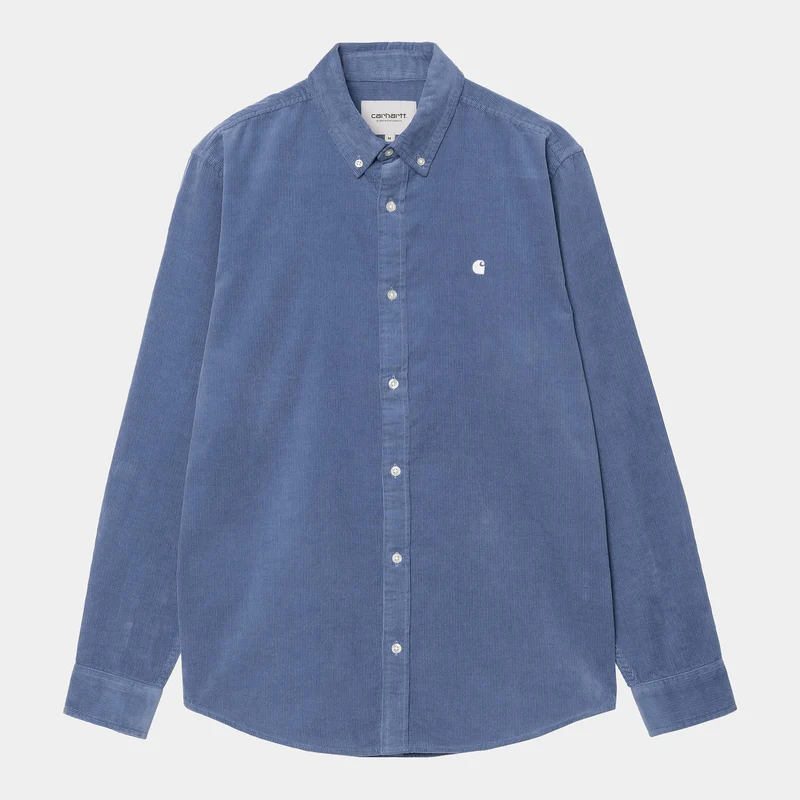 Carhartt WIP Herr Madison Fine Cord Shirt - Blå Iris