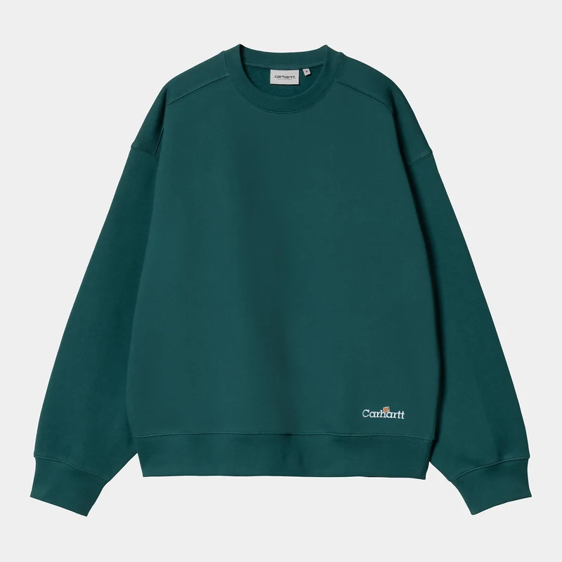 Carhartt WIP Män Label Script Sweat Top - Malakit