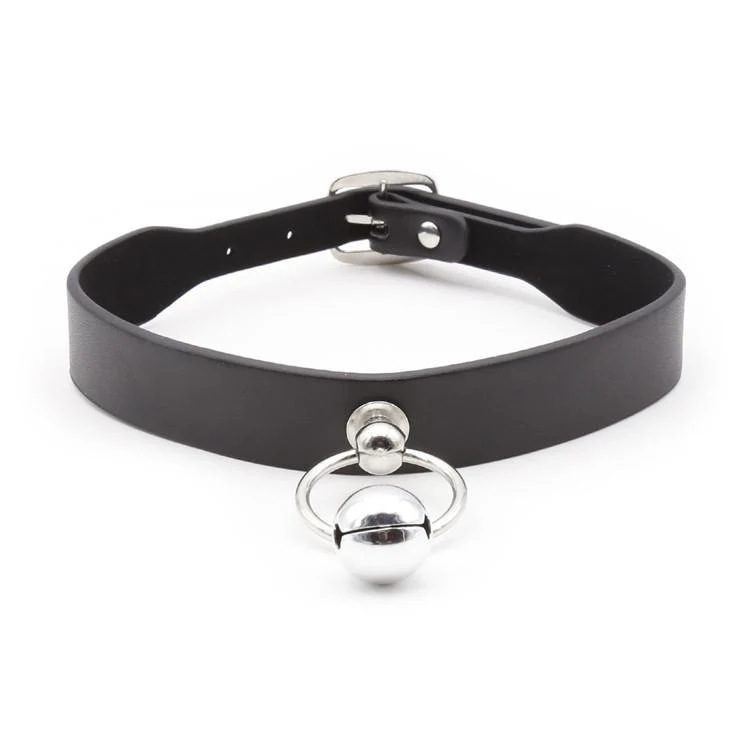 Kvinnors Punk O-ring Svart Choker Med Little Bell