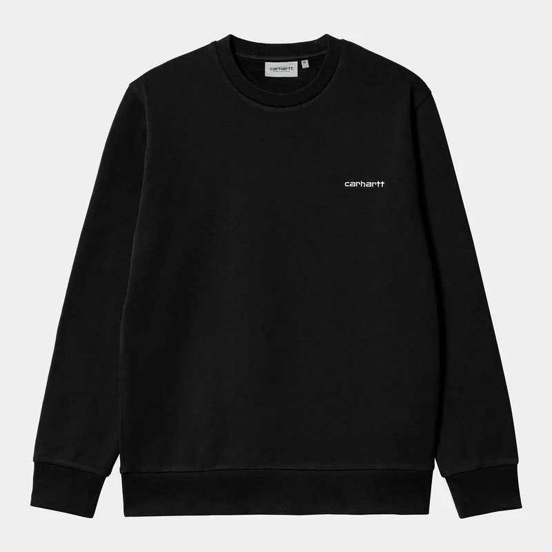 Carhartt WIP Man Script Broderi Sweat Top - Svart / Vit