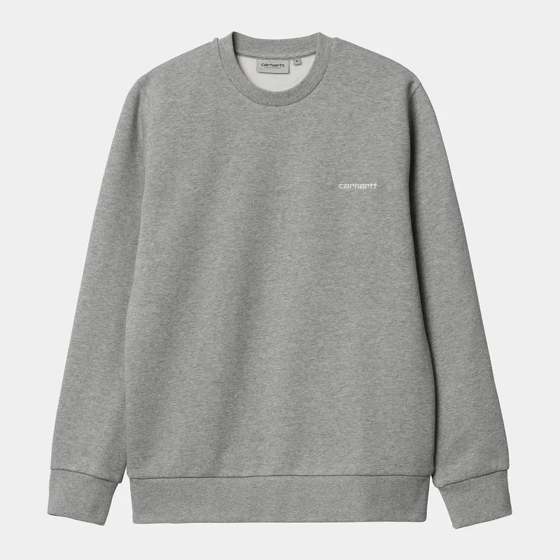Carhartt WIP Man Script Broderi Sweat Top - Grå Ljung / Vit
