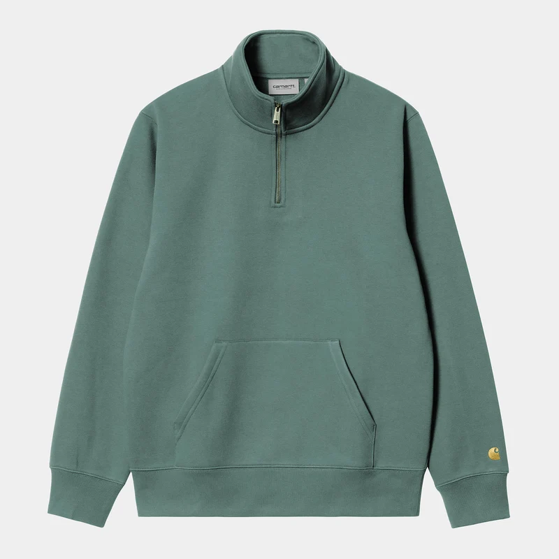 Carhartt WIP Män Chase Neck Zip Sweat Top - Silver Pine