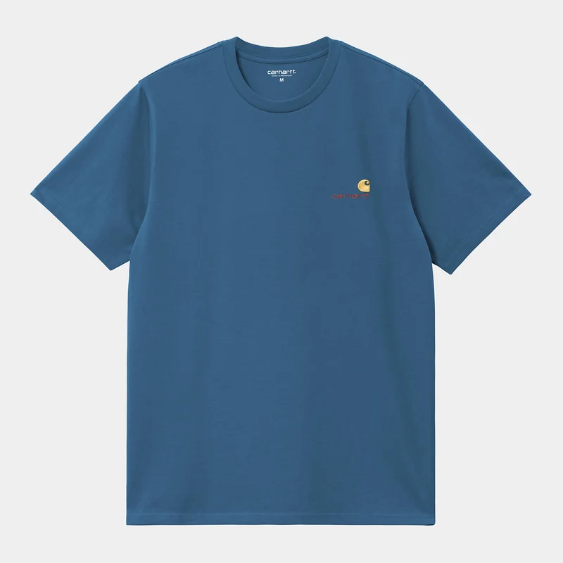 Carhartt WIP Herr Kortärmad American Script T-shirt - Sodalit