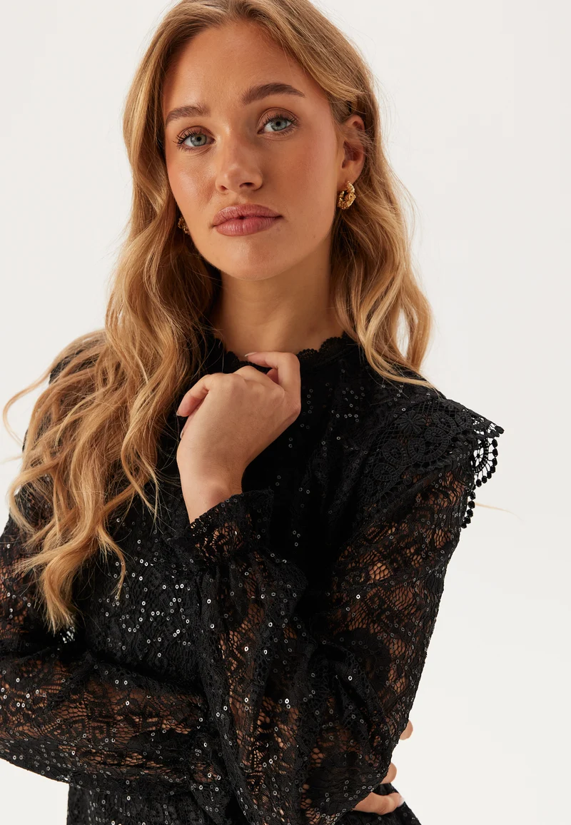 Pcolline Ls Lace Sequins Top