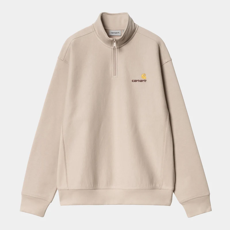 Carhartt WIP Herr Halv dragkedja American Script Träningströja - Fleur De Sel