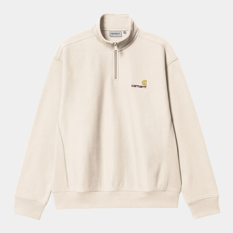 Carhartt WIP Herr Halv dragkedja American Script Träningstopp - Månstråle