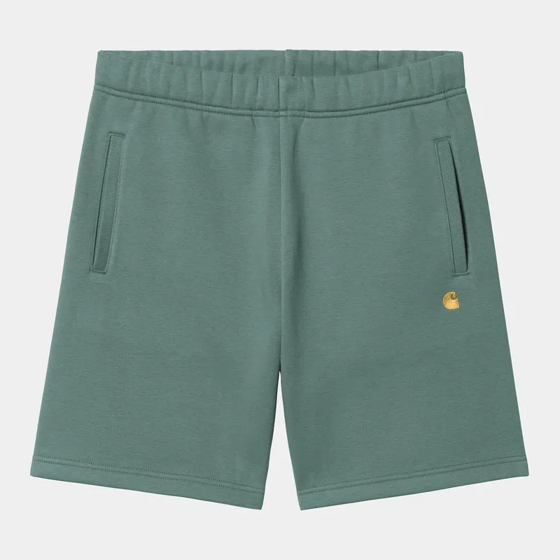 Carhartt WIP Män Chase Sweat Shorts - Silver Pine / Guld