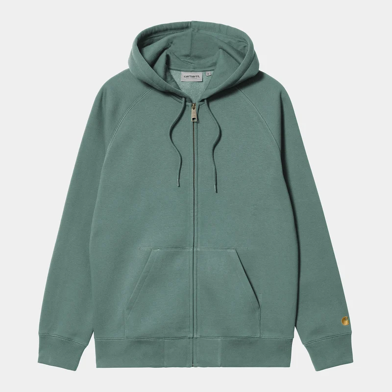 Carhartt WIP Herr Chase Zip Front Jacka Hoodie - Silver Pine