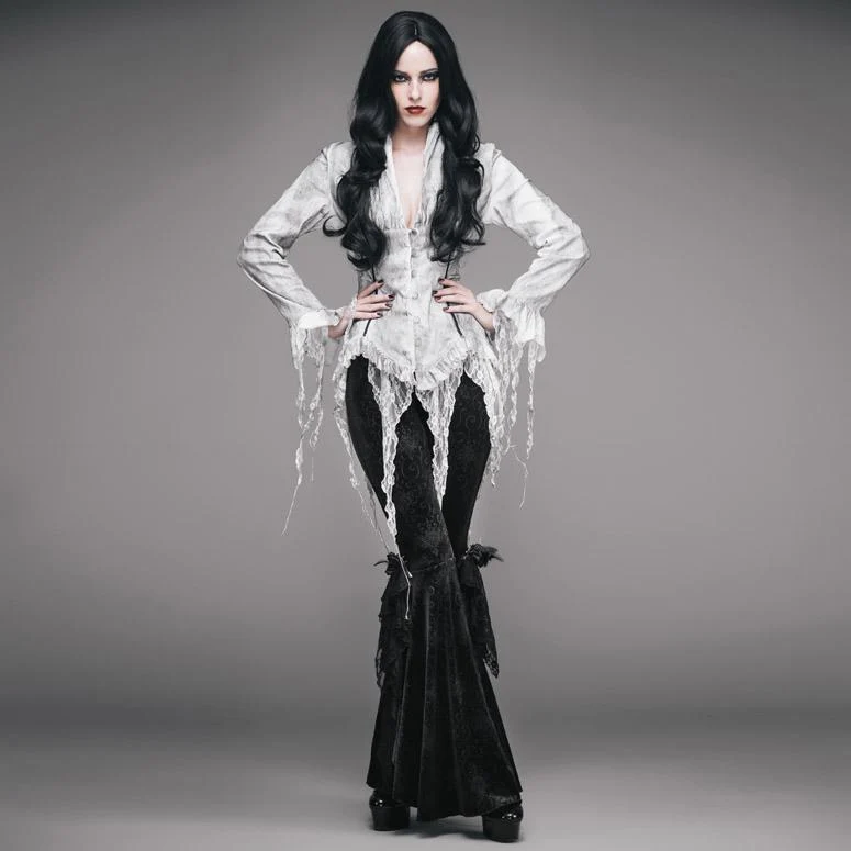 Goth Fitted Blus för kvinnor Vit