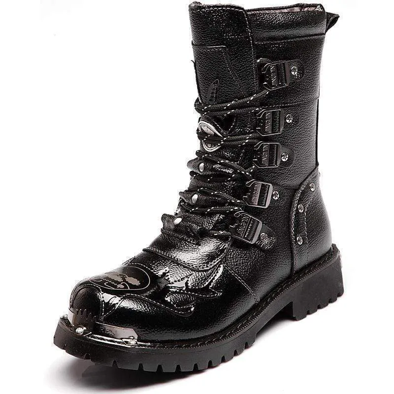 Punk mäns mellanstövlar i konstläder Martin Boots Vinterstövlar