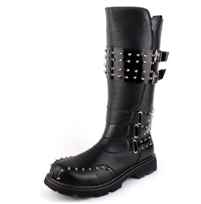 Herrspänne Punk Rivet Ridstövlar Martin Boots