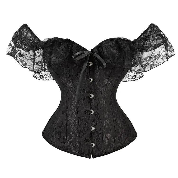 Gothic Mesh ärmar för kvinnor med blommiga spetskorsetter