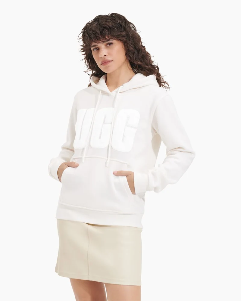 UGG Dam Rey Fuzzy Logo Hoodie - Nimbus