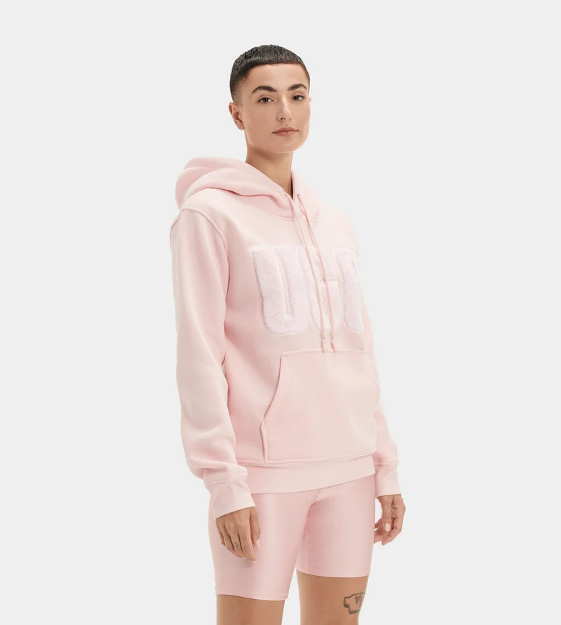 UGG Dam Rey Fuzzy Logo Hoodie - Lotus Blossom
