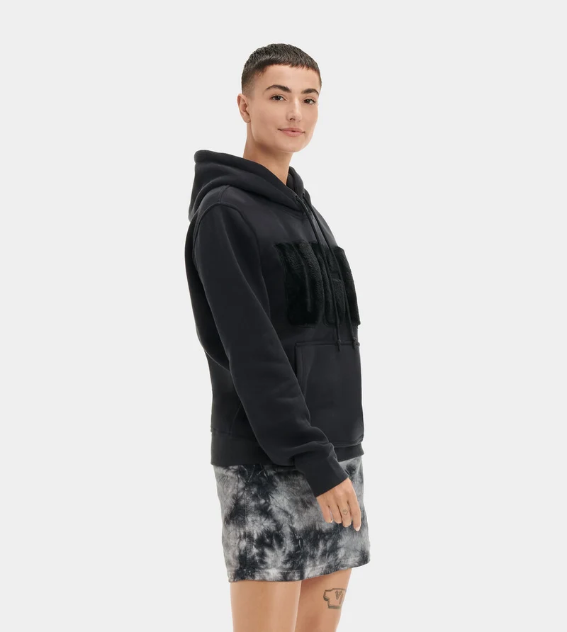 UGG Hoodie med Rey Fuzzy Logotyp dam - Svart