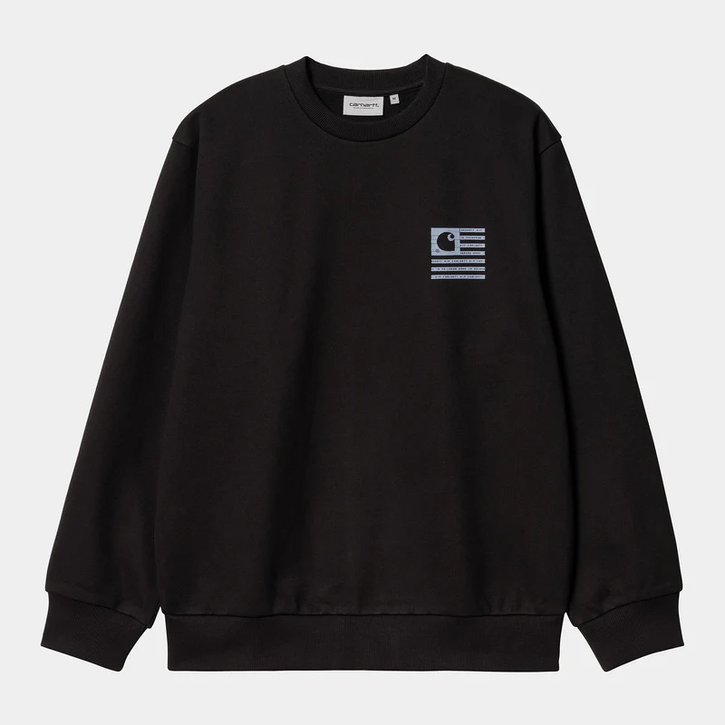 Carhartt WIP Män Label State Flag Sweat Top - Svart / Misty Sky