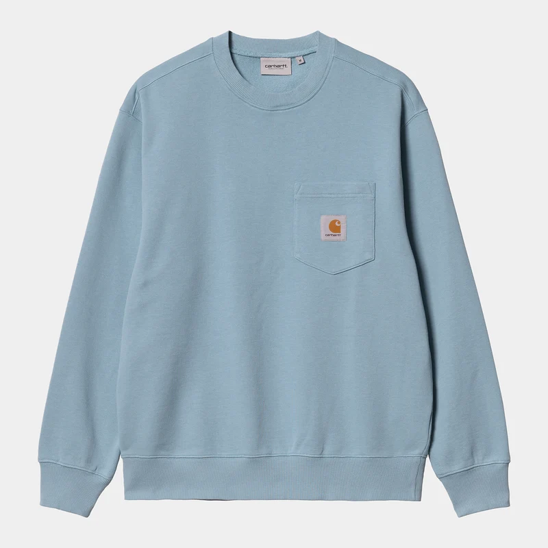 Carhartt WIP Herr Pocket Sweat Top - Frostad Blå