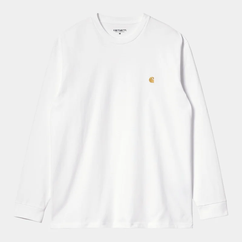 Carhartt WIP Chase långärmad t-shirt för män - vit / guld