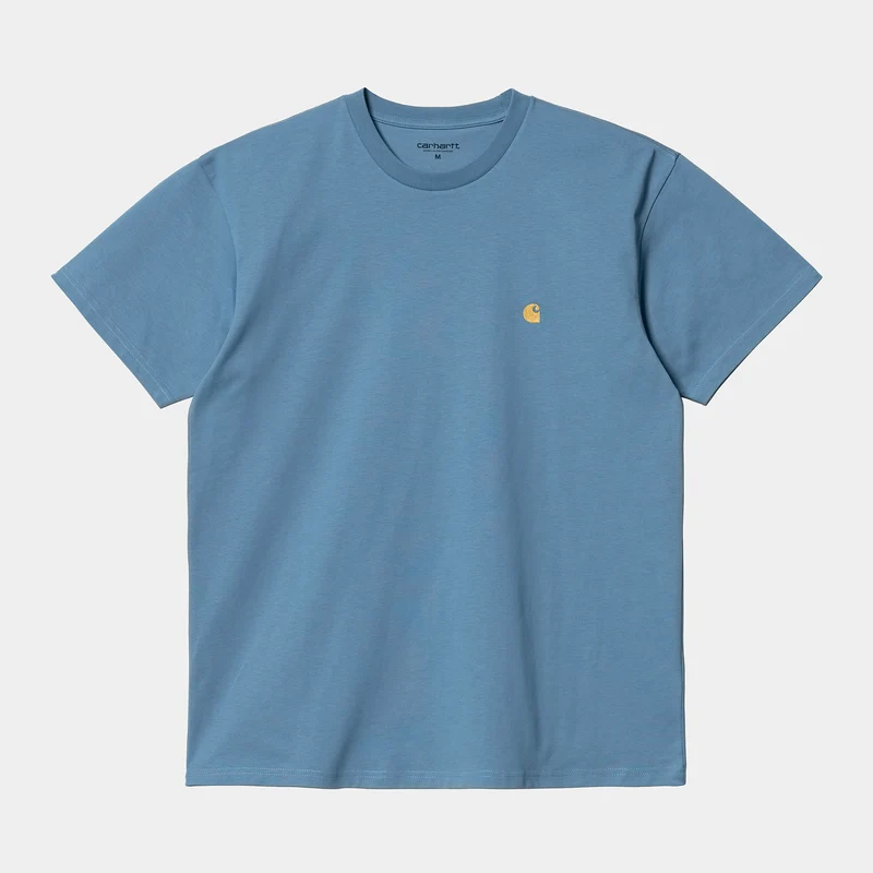 Carhartt WIP Chase kortärmad t-shirt för män - Icy Water / Gold
