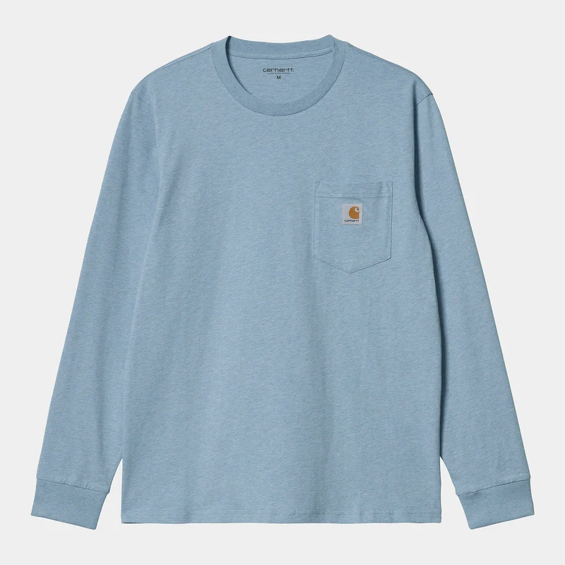 Carhartt WIP Långärmad fick-T-shirt för män - Frostad Blå