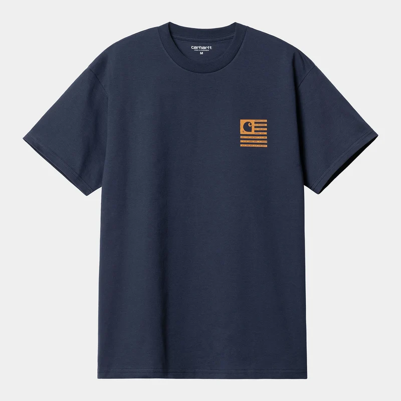 Carhartt WIP Kortärmad t-shirt för män med etikett State Flag - Enzian