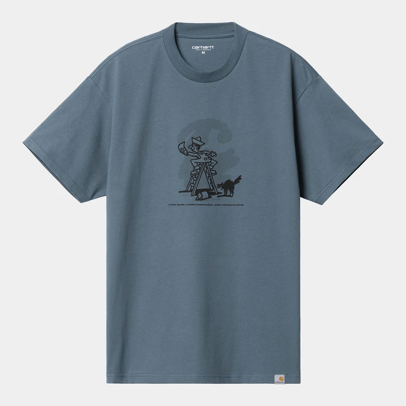 Carhartt WIP Mens Lucky Painter T-shirt i ekologisk bomull - Storm Blue