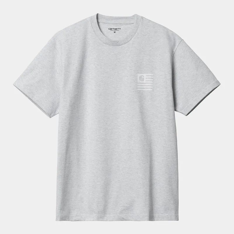 Carhartt WIP Herr kortärmad etikett State Flag T-shirt - Ash Heather