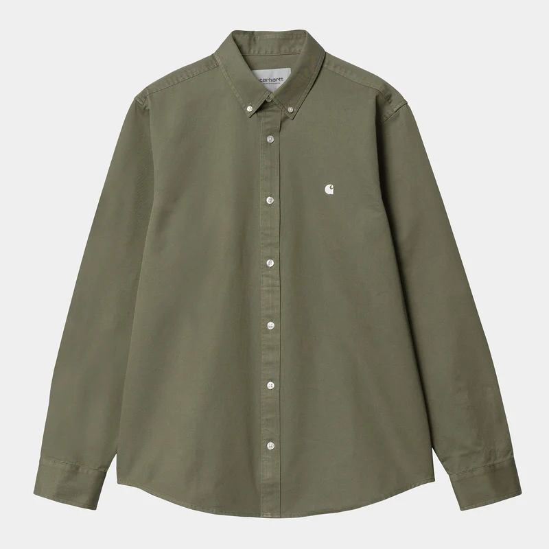 Carhartt WIP Långärmad Madison skjorta för män - Seaweed / Wax