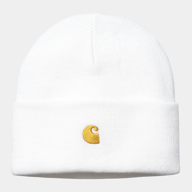 Carhartt WIP Unisex Chase Beanie - Vit / Guld