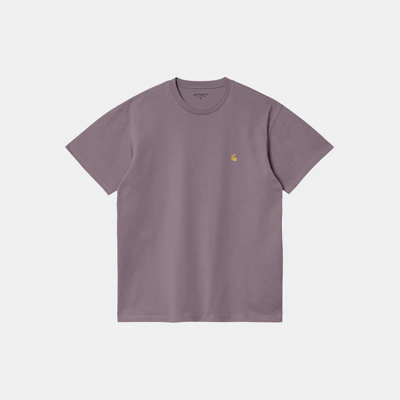 Carhartt WIP Chase kortärmad t-shirt för män - Misty Thistle / Guld