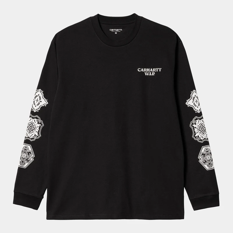 Carhartt WIP Långärmad T-shirt i ekologisk bomull för män - Svart / Vit
